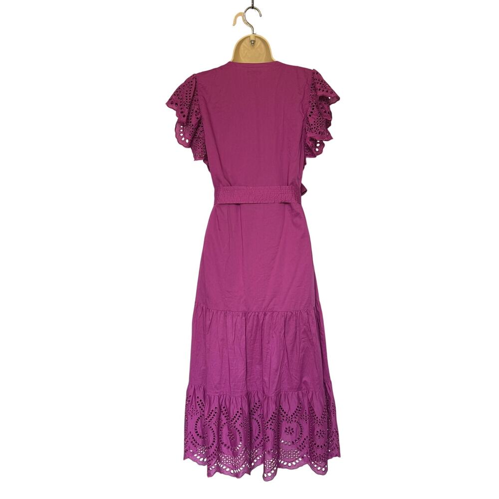 Rails Gia Tiered Midi Dress in Berry - 100% Cotton Eyelet Embroidered Size XS - Picture 4 of 8